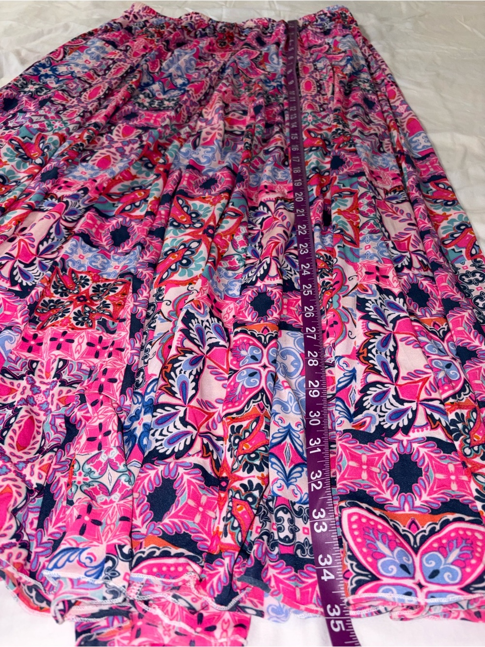 New Directions Boho Patchwork Maxi Skirt Size Large Pink Blue Twirl Full Sweep - Picture 5 of 6
